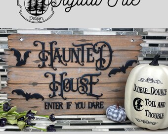 SVG/ LASER cut/ DIGITAL/Haunted House Halloween/Halloween Sign/Halloween Plank Sign/Porch Sign/Door Sign/Glowforge Tested/Glowforge Ready
