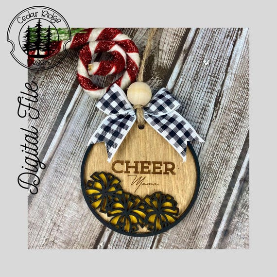 Cheer Ornament Customizable SVG/LASER cut/DIGITAL/Hockey Car Charm/Bag Tag/Gift Tag/ Ornament/Coach Gift/Glowforge Ready/Lightburn Tested