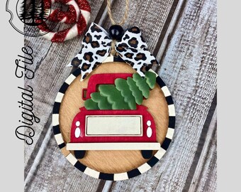 Whimsical Truck Ornament for Personalization SVG/ LASER cut/ DIGITAL/Farmhouse Ornament/Christmas Ornament/Glowforge Tested/Glowforge Ready