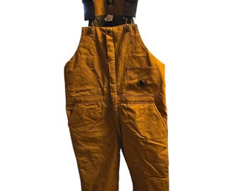 Vintage Berne Bib Overalls Mens L Large 44-46  Tan Brown Insulated Canvas