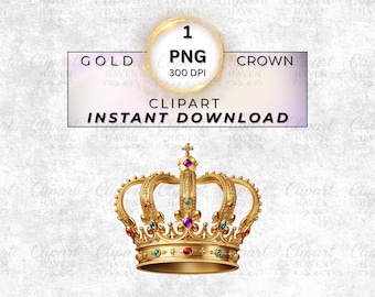 Gold Jewel Tiara Clipart | Royal Crown PNG (300 DPI Instant Download)