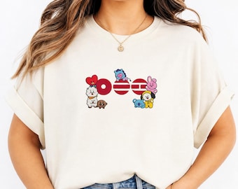 BTS Shirt for Women, Gildan BT21 Graphic Tee, Bangtan ARMY Kpop Concert Shirt, Cute Kpop Fan Gift