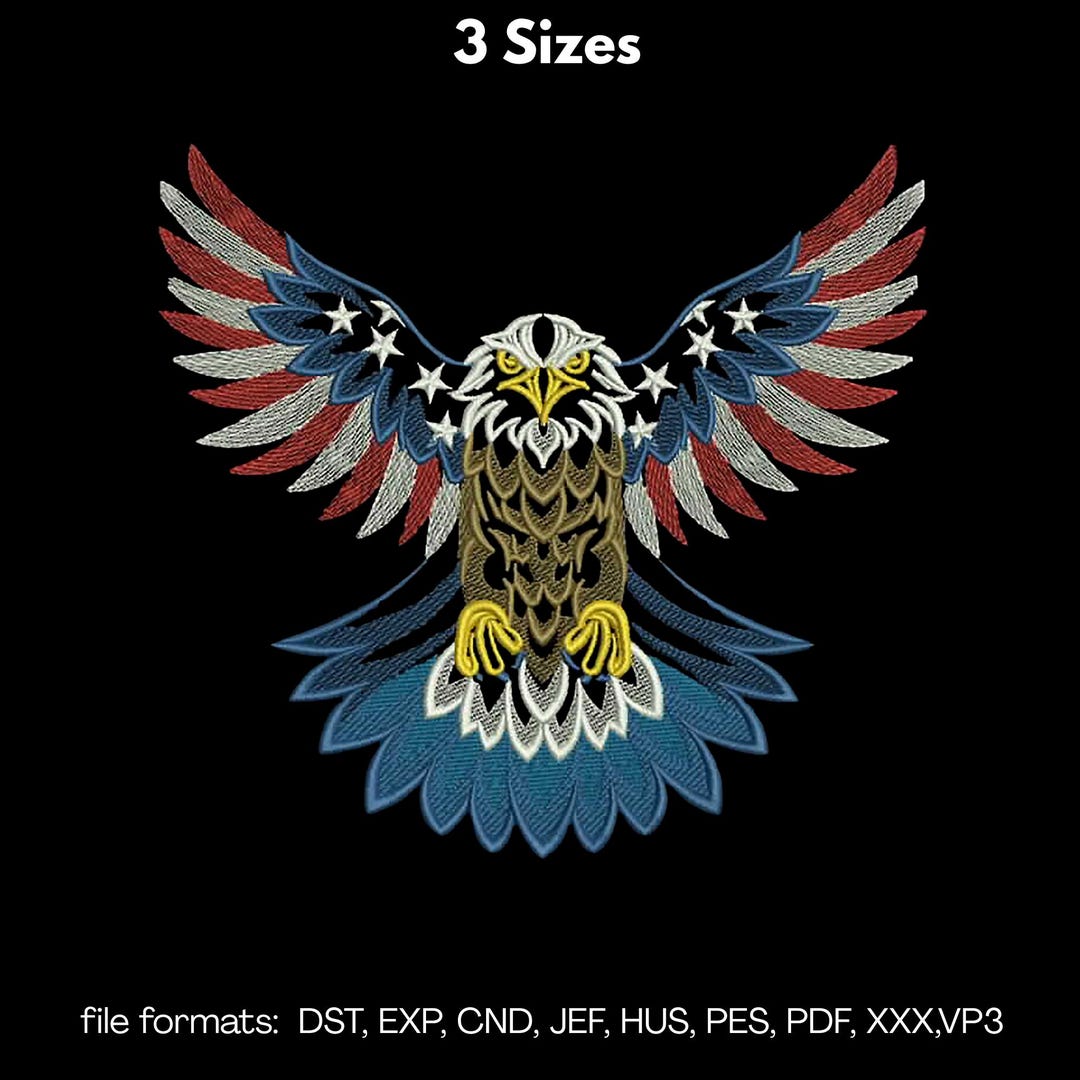 Bald Eagle Embroidery Design, American Flag Eagle, Patriotic Eagle ...
