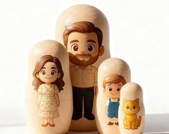 Muñeca rusa con retrato personalizado, estilo caricatura, foto familiar, recuerdo, regalo de aniversario