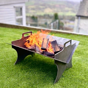 Large Collapsible Steel Fire Pit: Portable Camping Wood Stove, Heavy Duty Outdoor Heater