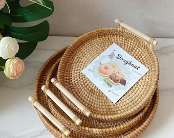 Round Rattan Tray with Handles – Eco-Friendly Serving & Home Decor