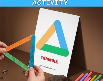 Popsicle Sticks printable Shapes Activity | Fine Motor Skills Task Box | Patterns Game | Homeschool Resource