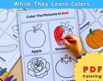 Farbe der Woche für Vorschulkinder, Arbeitsblatt zum Farben lernen, lustige Ausmalseiten für Babys erstes Buch, druckbare PDF-Datei