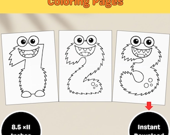 Monster Themed Numbers Malseiten |1-10 Zahlenerkennung|Mathe Aktivität Buch| Pre-k & Homeschool Curriculum