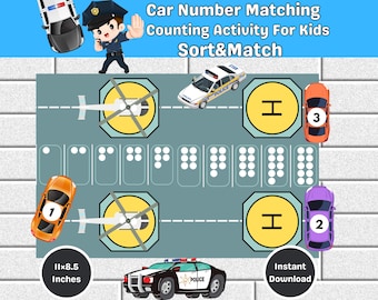 Parking Car Counting|Car number matching|Preschool Task Box|Math activity Book |Homeschool Curriculum