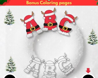 Christmas Alphabet Coloring Pages Bundle|52 Pages A-Z Letters & Activities|Instant Download|Preschool Kindergarten