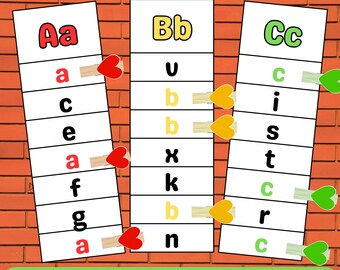 Preschool Alphabetic Clip Cards|Homeschoolers Alphabet Task Box|Alphabetic Practice|a-to-z letterrecognition