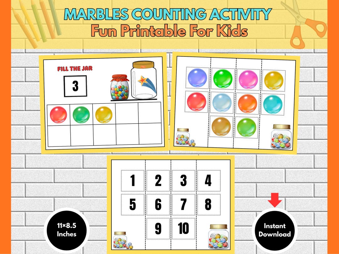 Marbles Counting Activity|math Activity Book|number Matching| Numbers ...