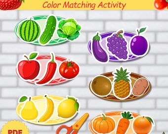 Color Sorting Activity for Kids, Matching Game Printable, Montessori Toddler Busy Bag, Homeschool Curriculum