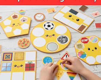 Shapes Matching Game|Sort by Shape Activity Printable|Busy Bags Activity For Toddlers & Preschoolers