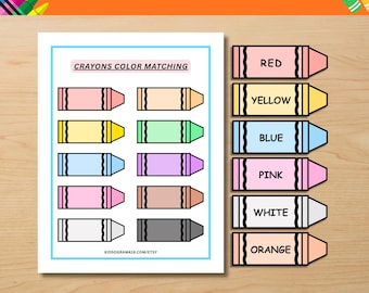 Crayon Color Matching Activity | Colors Matching Worksheet | Busy Book Printable | Toddler Preschool Homeschool Resource