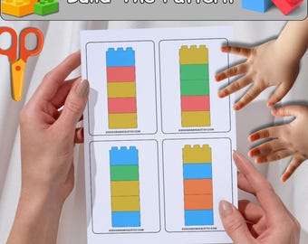 Build the Pattern Cards | Preschool Pattern Game Task Box | Fine Motor Busy Bag | Homeschool Printable