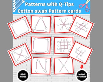 Q-Tip Patterns Activity Cards|Fine Motor Skills Task Box|Shape Matching Activity|Homeschool Curriculum