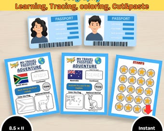 Kids World Passport Aktivität | Geographie lernen Printable (PDF)