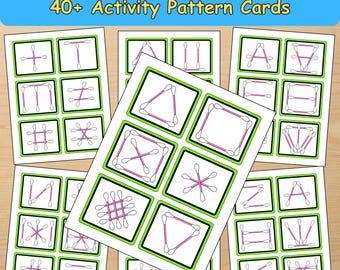 Cotton swab Patterns Activity Cards | Fine Motor Skills Task Box | Busy Bags | Homeschool Curriculum