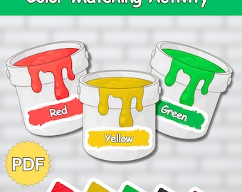 Color Matching Activity for Kids, Paint Brush Sorting, Montessori Toddler Busy Bag, Homeschool Curriculum