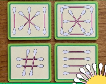 Bomullspinnemönster Aktivitetskort | Finmotorikuppgiftslåda | Busy Bags | Hemundervisningsplan