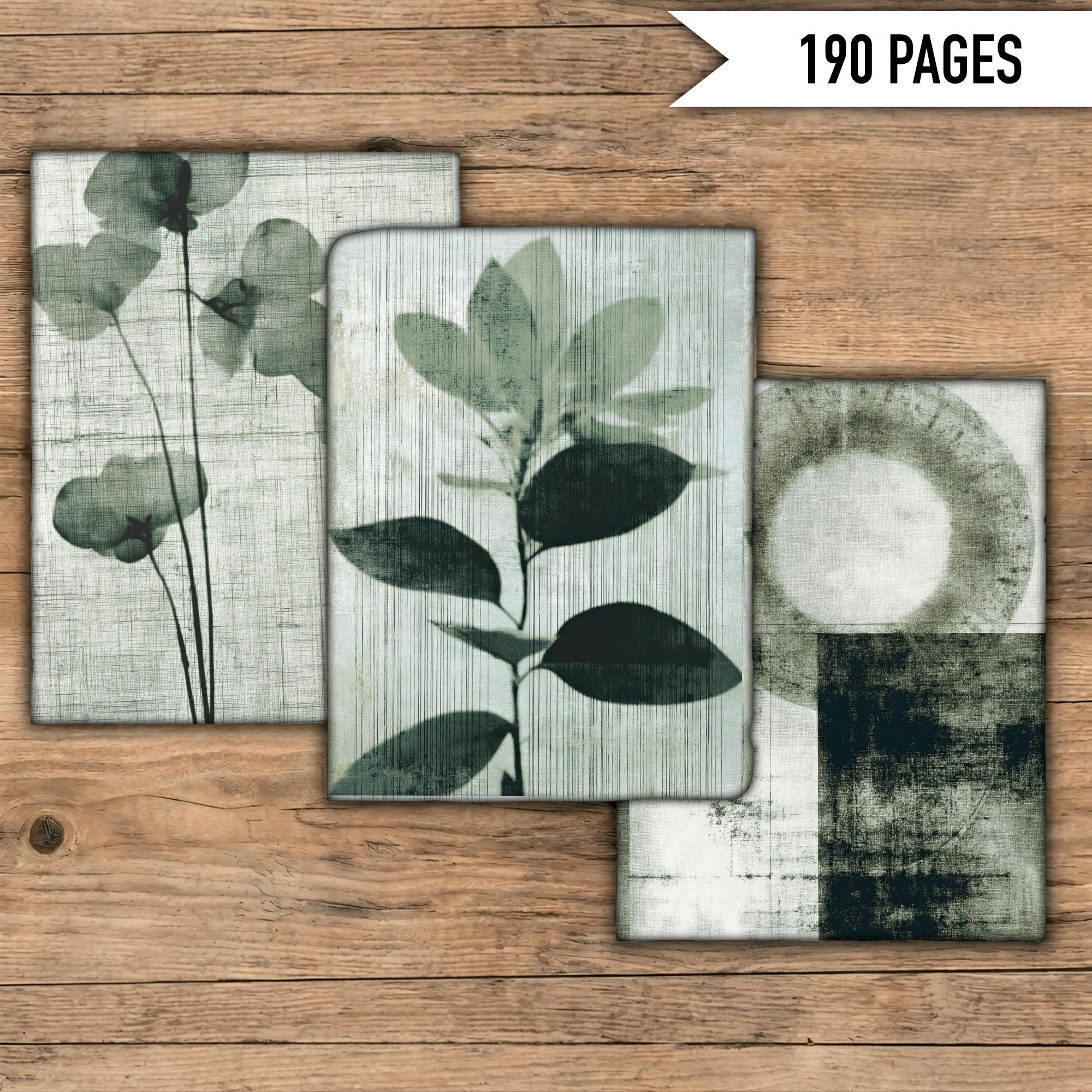 Sage Green Botanical Junk Journal Kit, 190 Pages, 40 Pockets, 10 ...