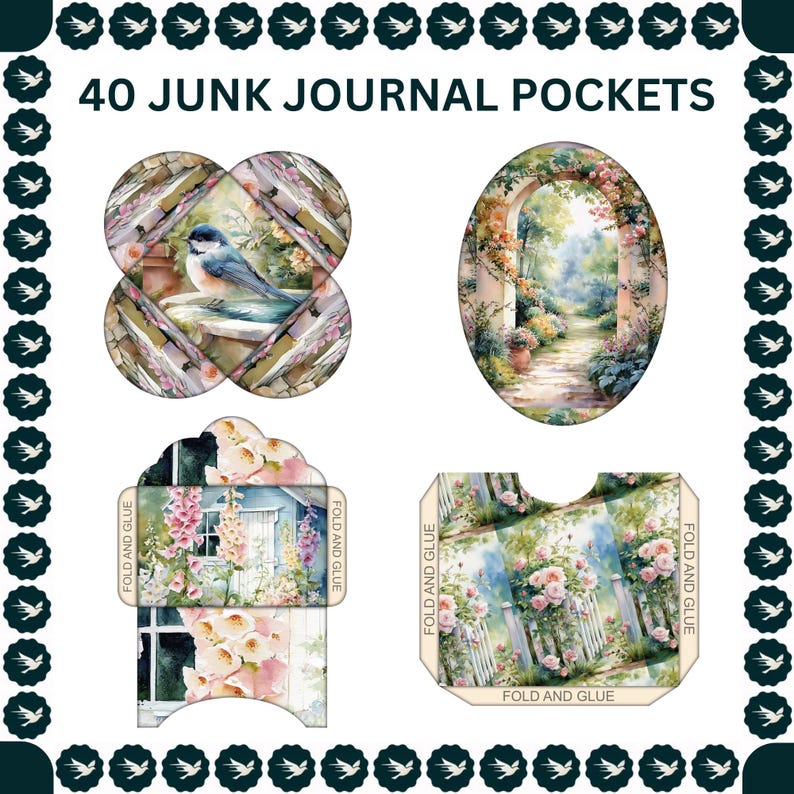 Spring Cottage Garden Junk Journal Kit, 130 Pages, Garden Pockets ...