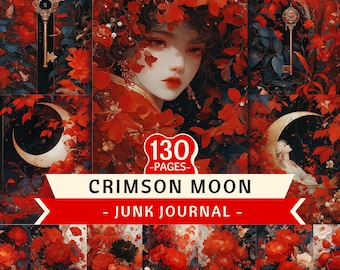 Luna carmesí PNG, clipart floral rojo, paquete de 130 PNG (descarga digital)