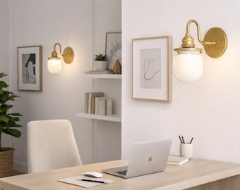 Matte Black Brass Wall Sconce | Opal Glass Shade
