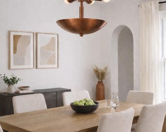Mid-Century Messing Semi Flush Mount Deckenleuchte - handgefertigte moderne Leuchte