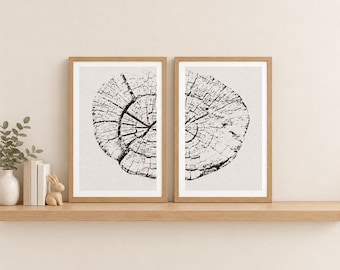 Tree Ring Wall Art, Single Print or Pair, A4 or A3 Unframed
