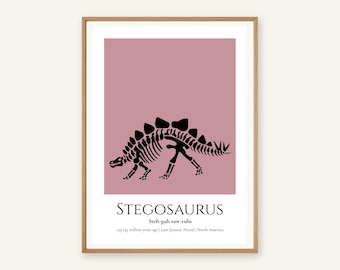 Stegosaurus Dinosaur Print, A4 or A3 Unframed Nursery Wall Art