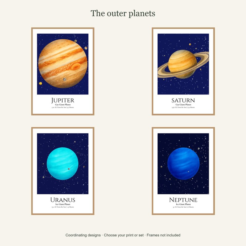 Mars Planet Print, Solar System Nursery Wall Art, A4 or A3 Unframed image 5