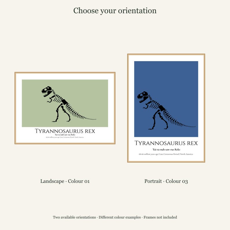 T-Rex Skeleton Print, A4 or A3 Unframed Nursery Wall Art imagen 11