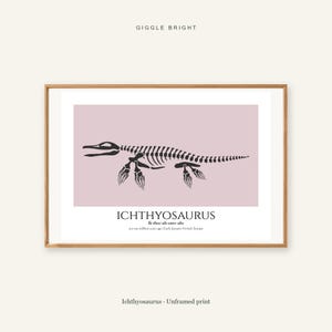 Ichthyosaurus Print, Prehistoric Nursery Wall Art, A4 or A3 Unframed image 1