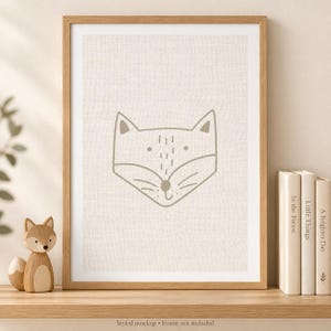Fox Nursery Print, Minimalist Woodland Wall Art, A4 Unframed image 2