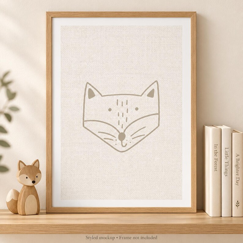 Fox Nursery Print, Minimalist Woodland Wall Art, A4 Unframed image 2