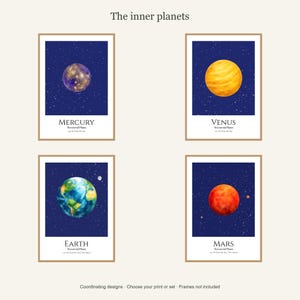 Earth Planet Print, Solar System Nursery Wall Art, A4 or A3 Unframed afbeelding 4