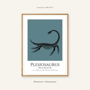 Plesiosaurus Skeleton Print, A4 or A3 Unframed Nursery Wall Art image 1