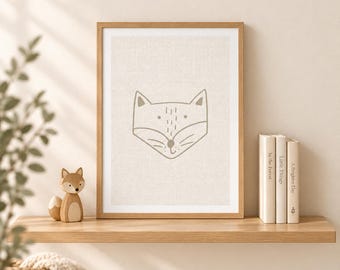 Fox Nursery Print, Minimalist Woodland Wall Art, A4 Unframed