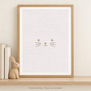 Neutral Cat Whiskers Print, Minimalist Nursery Wall Art, A4 Unframed Bild 2