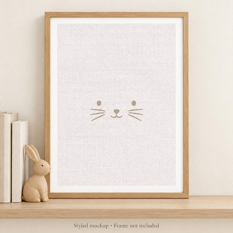 Neutral Cat Whiskers Print, Minimalist Nursery Wall Art, A4 Unframed Bild 2