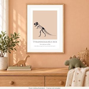 T-Rex Skeleton Print, A4 or A3 Unframed Nursery Wall Art imagen 3