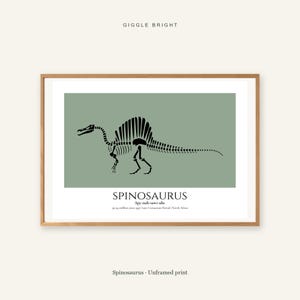 Spinosaurus Skeleton Print, Dinosaur Wall Art, A4 or A3 Unframed image 1