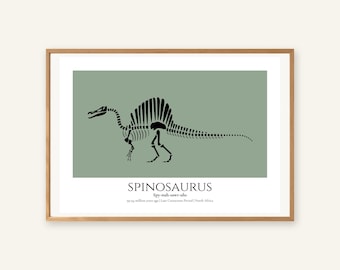 Spinosaurus Dinosaur Print, Landscape Nursery Wall Art, A4 or A3 Unframed
