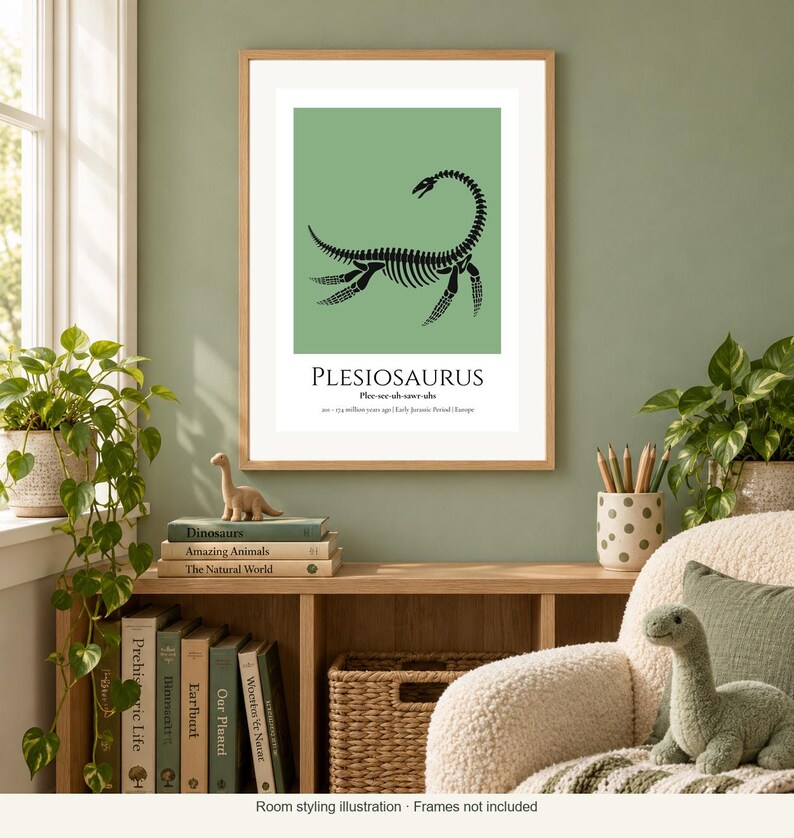 Plesiosaurus Skeleton Print, A4 or A3 Unframed Nursery Wall Art image 3