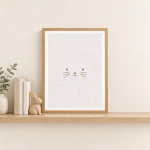 Neutral Cat Whiskers Print, Minimalist Nursery Wall Art, A4 Unframed Bild 1