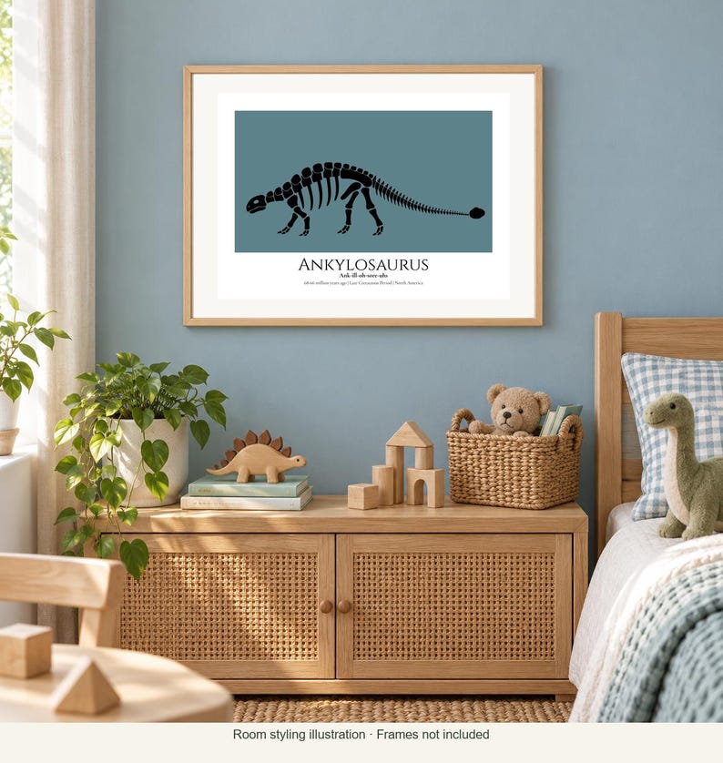 Ankylosaurus Dinosaur Print, A4 or A3 Unframed Nursery Wall Art image 3