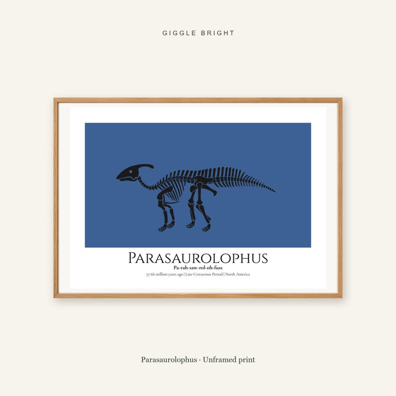 Parasaurolophus Dinosaur Print, A4 or A3 Unframed Nursery Wall Art Bild 1